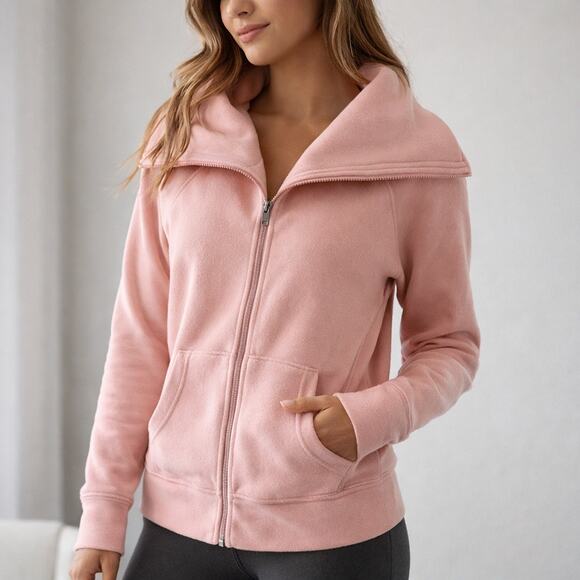 Z by Zella Jackets & Blazers - Zella Pink Funnel Neck Zip Hoodie Fleece Athleisure Scuba XXS Cozy Loungewear
